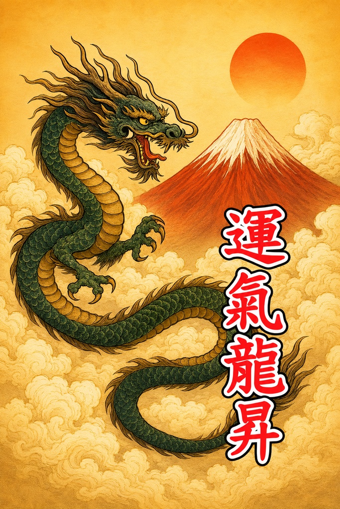 運気龍昇 － 龍神と赤富士の開運壁紙 － 金運・仕事運・成功運を引き寄せる縁起アート