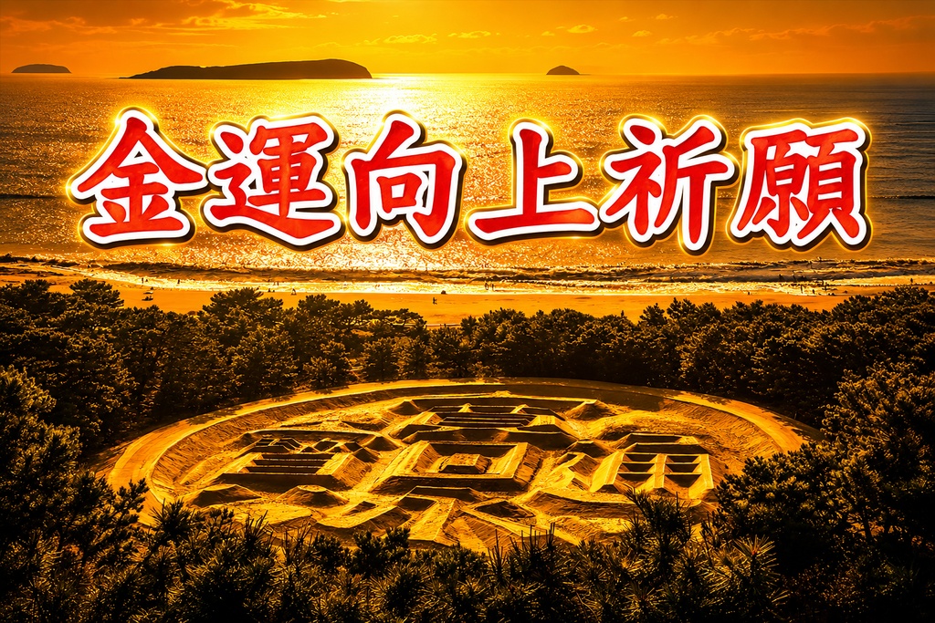 金運向上祈願 － 黄金の夕陽が導く開運壁紙 －