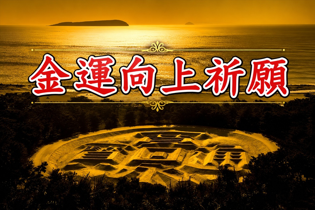 金運向上祈願 － 黄金の夕陽が導く開運壁紙 －