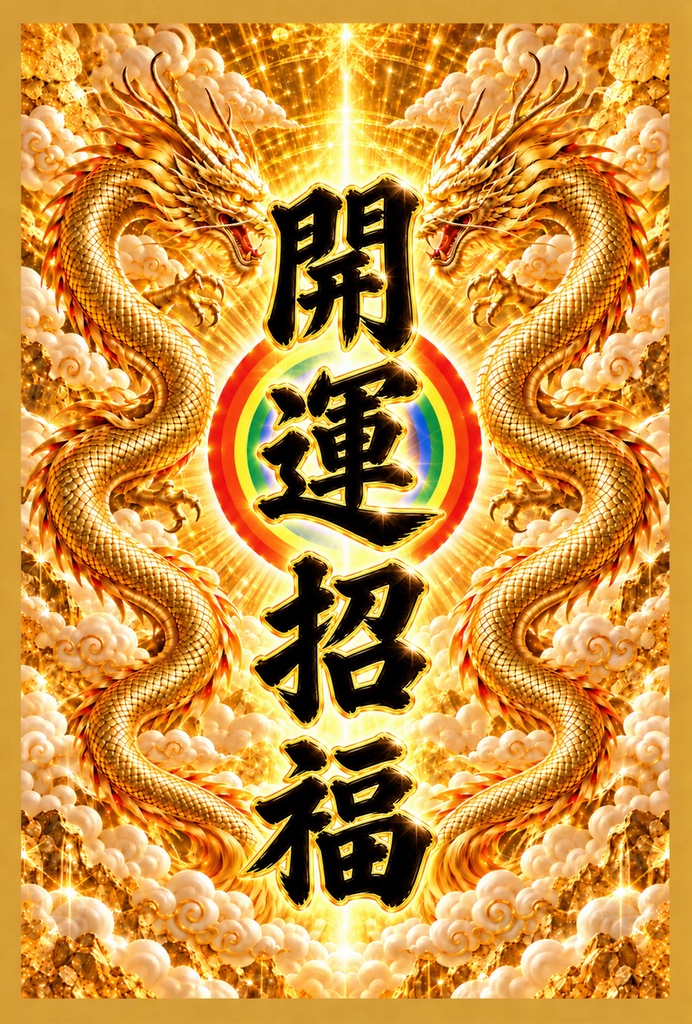 開運招福｜黄金龍の縁起物｜ポストカード印刷用データ