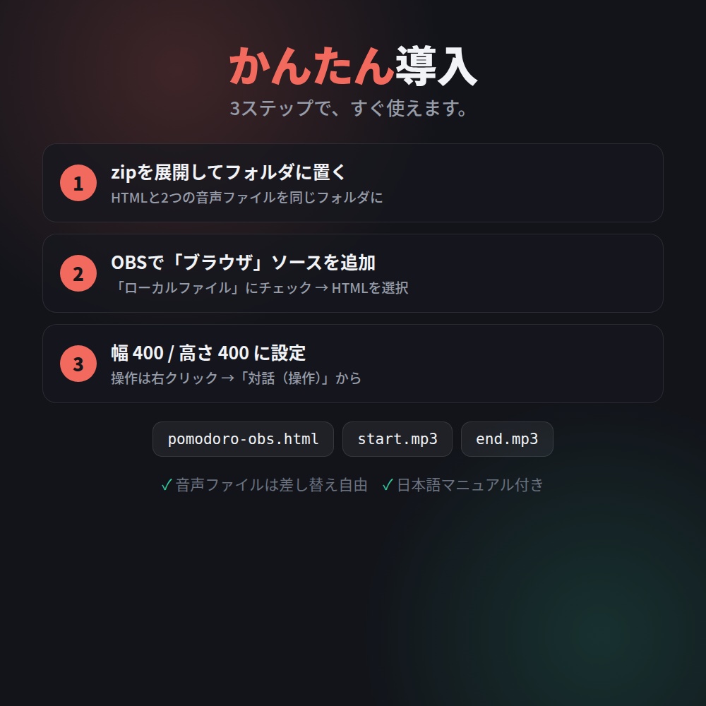 【OBS素材】配信用ポモドーロタイマー