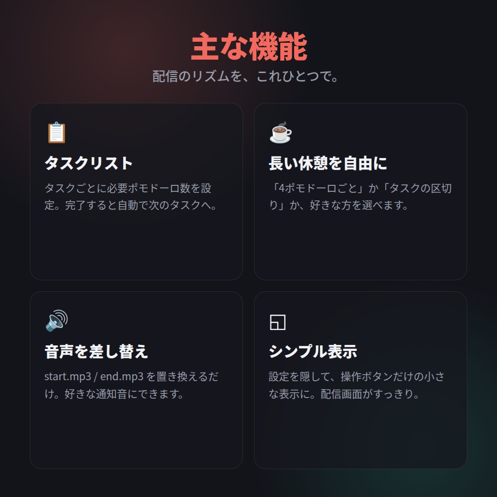 【OBS素材】配信用ポモドーロタイマー