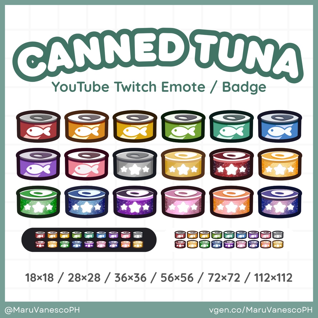 【 Twitch Badges 】 Canned Tuna Youtube / Twitch Badge & Emote (Pet / Cat Theme) | ツナ缶 バッジ & エモート(ペット / 猫テーマ)