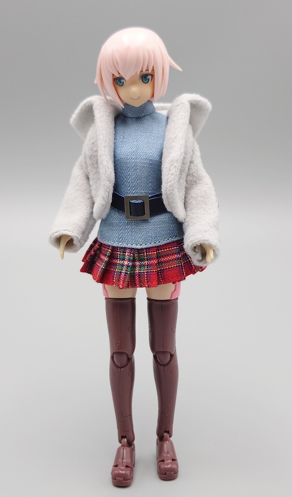 1/12 フリース+ワンピース、ベルト付(グレー)