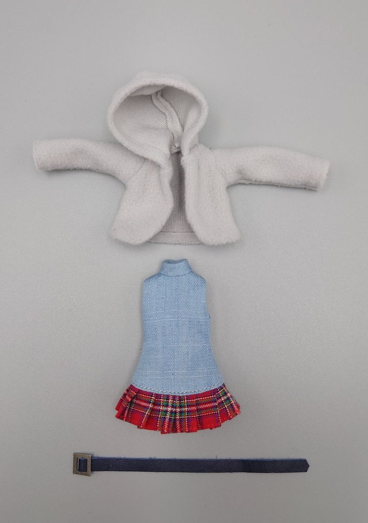 1/12 フリース+ワンピース、ベルト付(グレー)