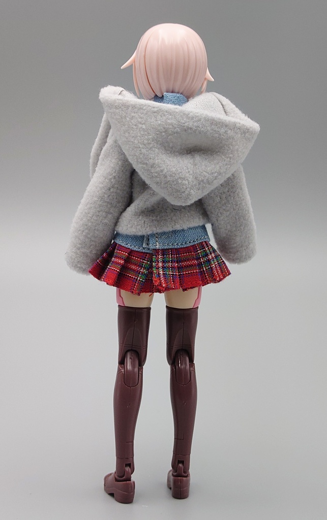 1/12 フリース+ワンピース、ベルト付(グレー)