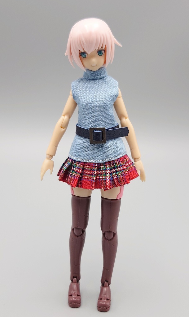 1/12 フリース+ワンピース、ベルト付(紺)