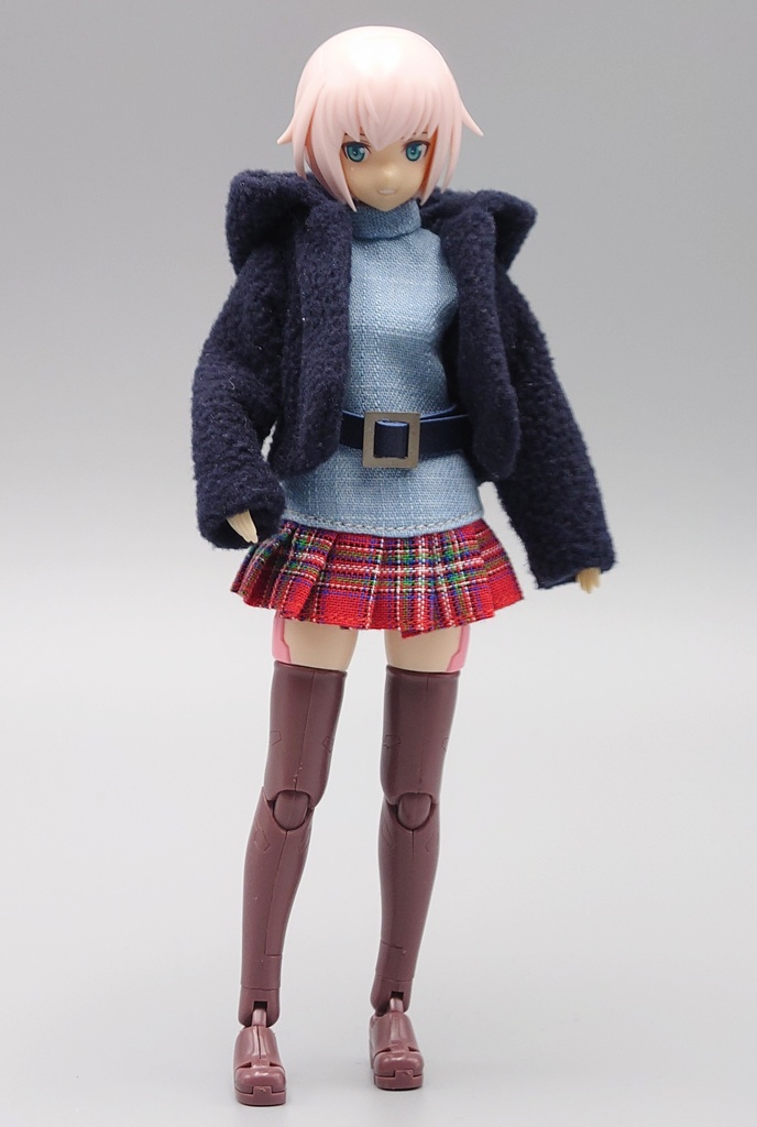 1/12 フリース+ワンピース、ベルト付(紺)