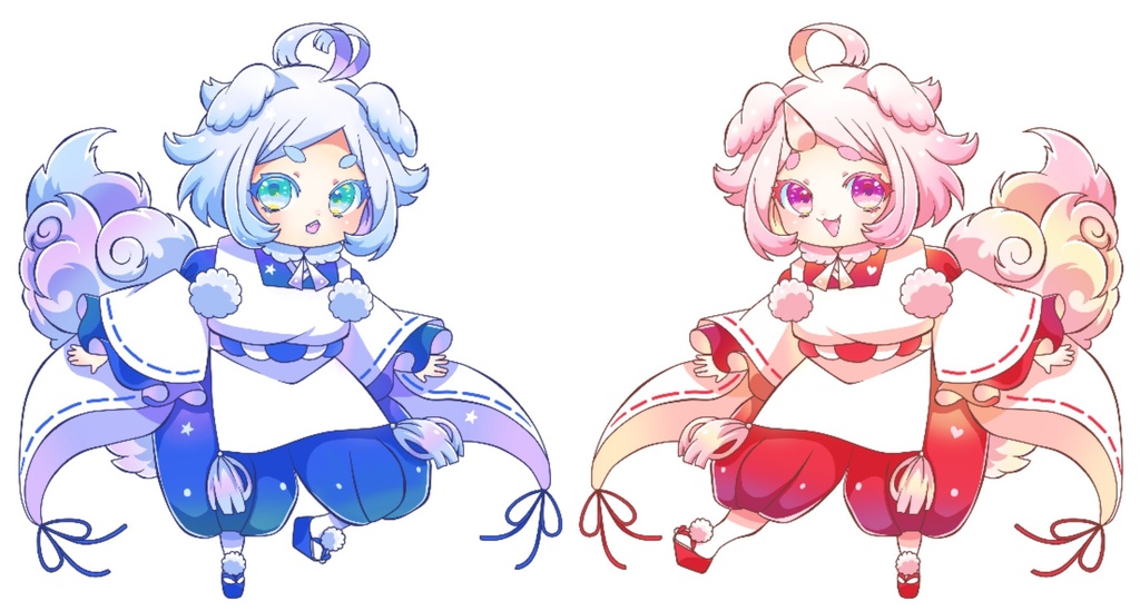 【２点セット】唐獅子くん・狛犬ちゃん デフォルメイラスト