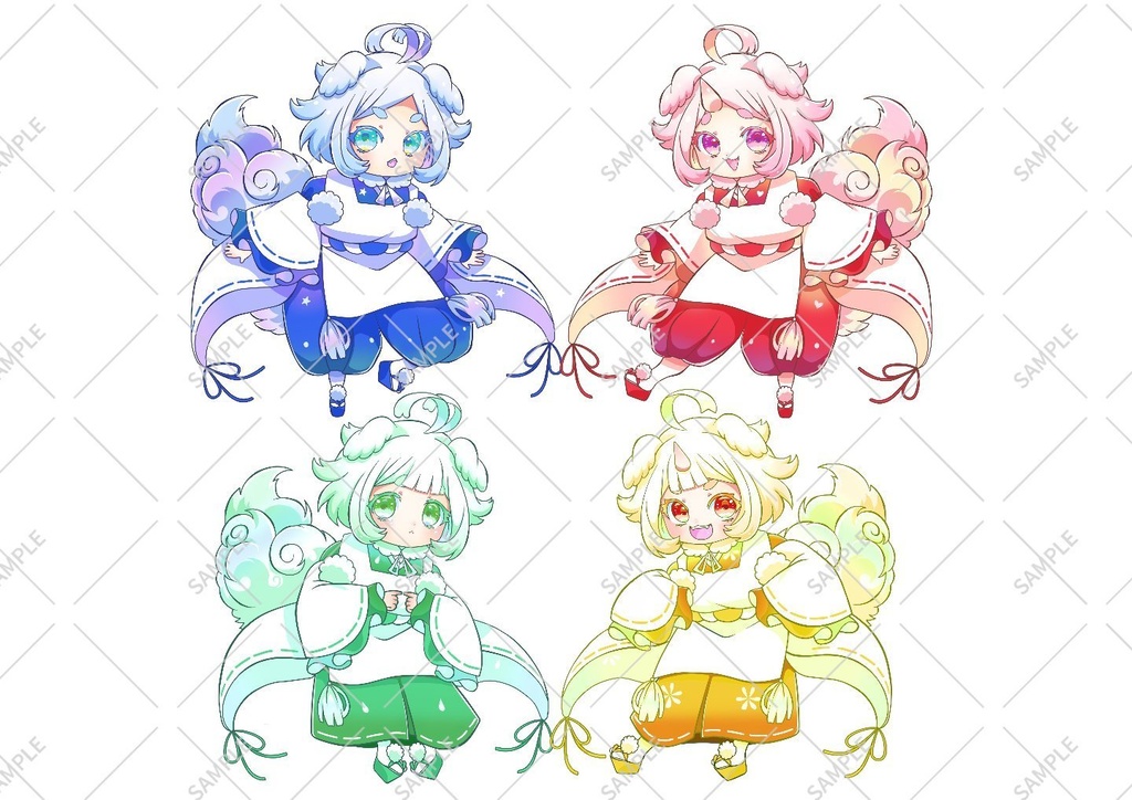 【4点セット】狛犬・唐獅子[喜怒哀楽]ミニキャラ【まとめ売り】