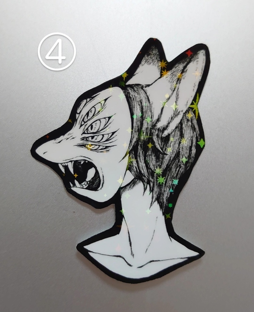 オリジナルモノクロイラスト PP加工ステッカー