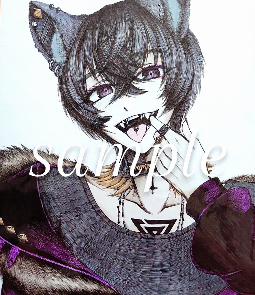オリジナルイラスト原画色紙 中