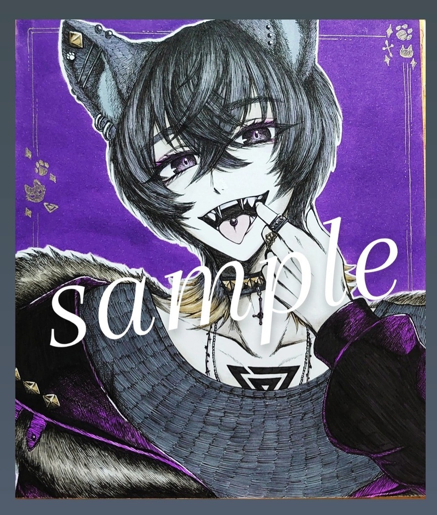 オリジナルイラスト原画色紙 中