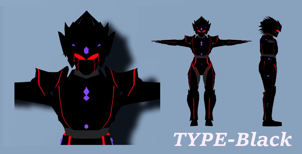 オリジナル３DモデルVRM 変身スーツ（TYPE-Black／TYPE-White）【cluster対応アバター】
