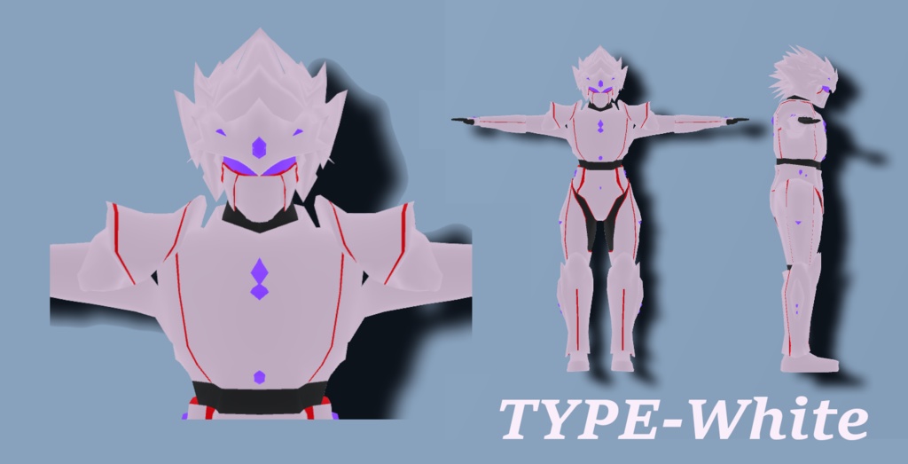 オリジナル3DモデルVRM 変身スーツ(TYPE-Black/TYPE-White)【cluster対応アバター】