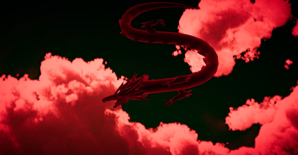 6-COLORED DRAGONS (龍のアバター6色 黒・白・赤・青・紫・銀)VRM【cluster用アバター】