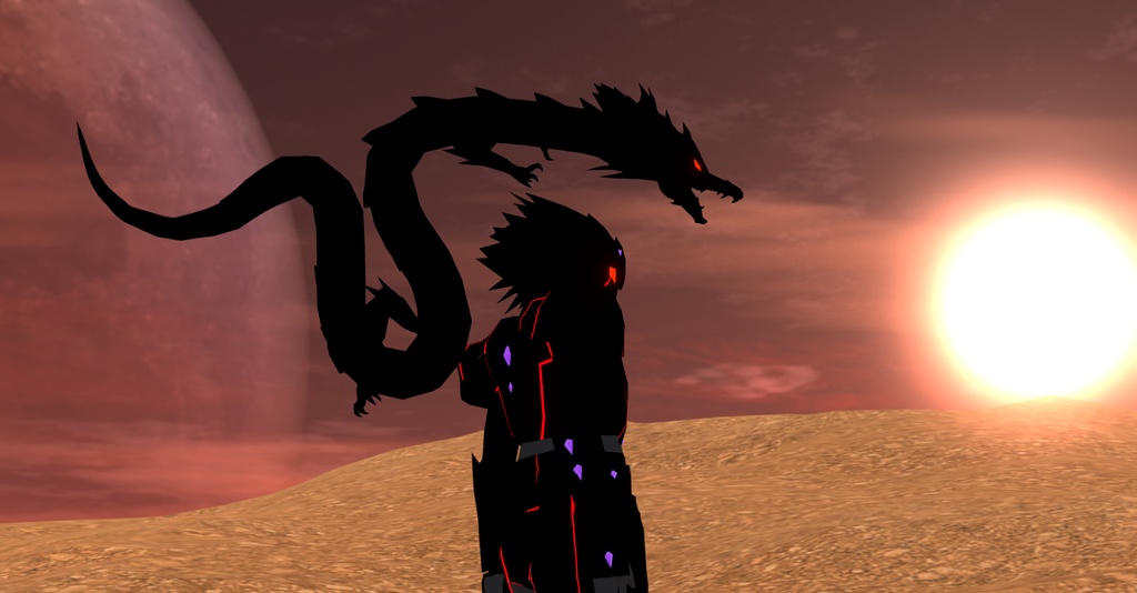 6-COLORED DRAGONS (龍のアバター6色 黒・白・赤・青・紫・銀)VRM【cluster用アバター】