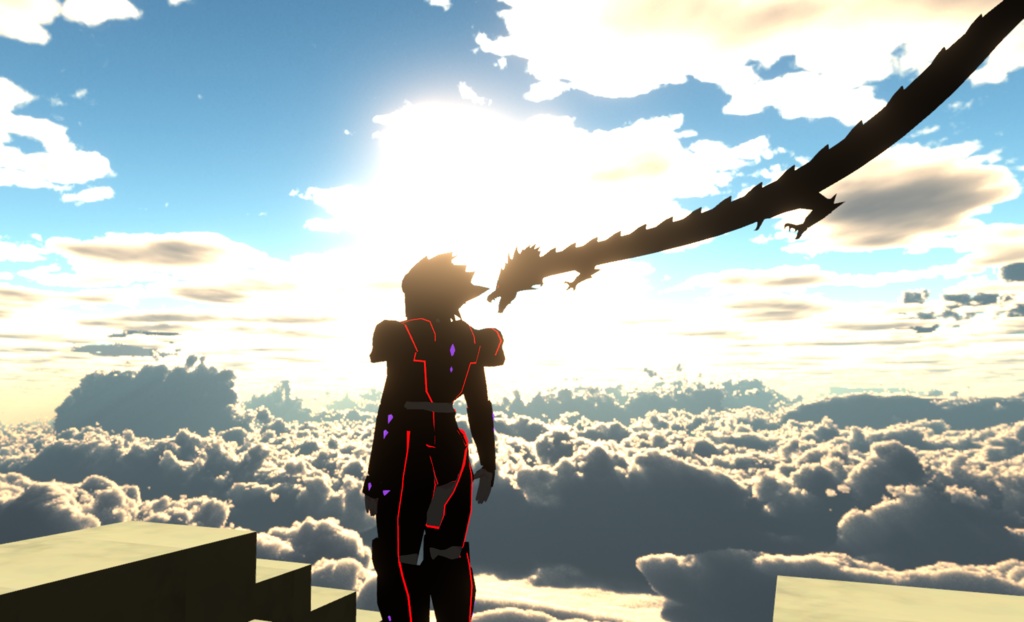 HSB_Kokuryu 変身スーツ肩乗せ黒龍【cluster用アバター・VRM】