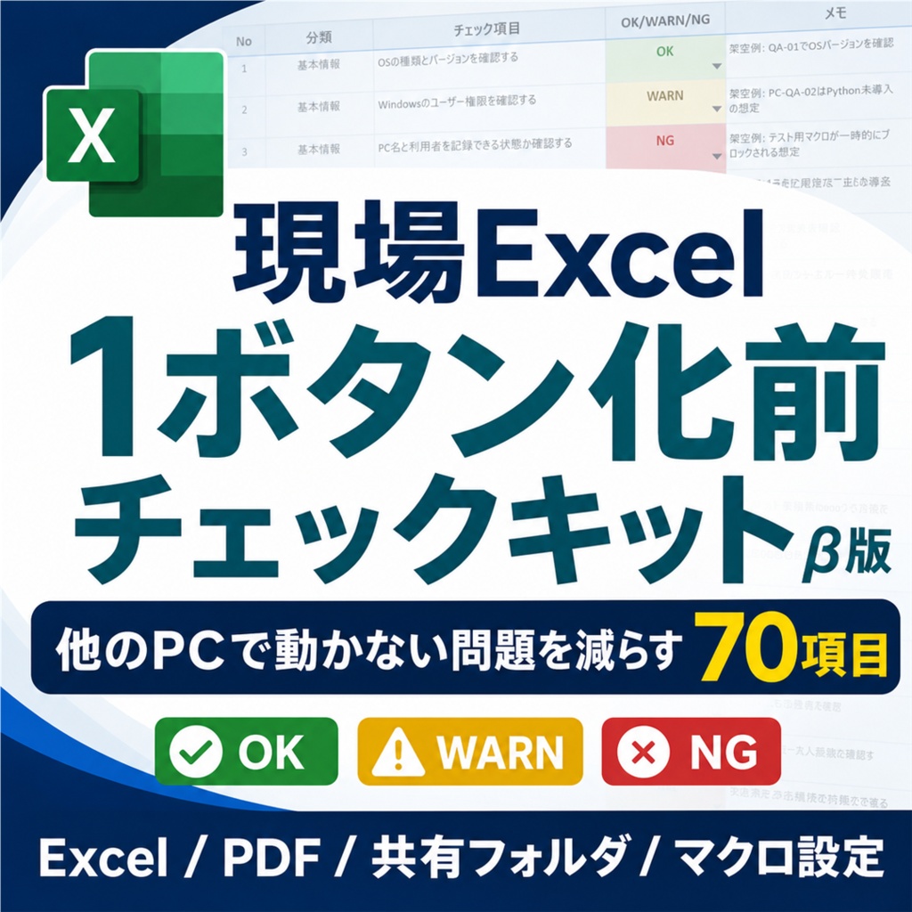 現場Excel 1ボタン化前チェックキット β版