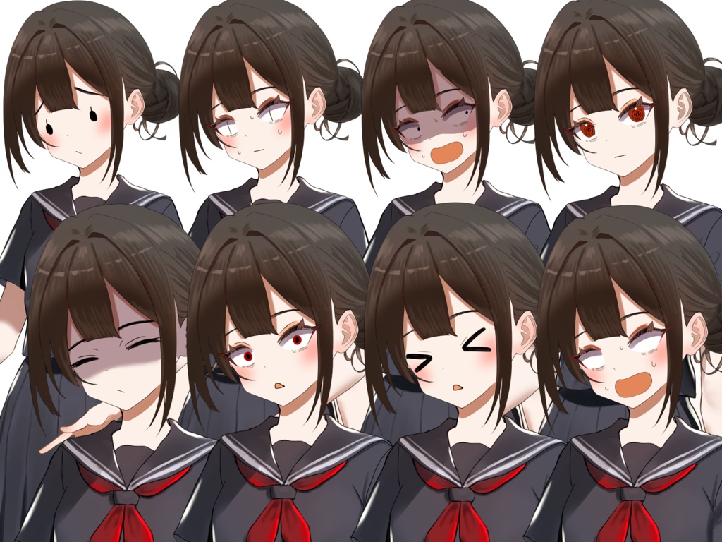 表情差分ファイル200種類以上 立ち絵_01黒セーラー女の子