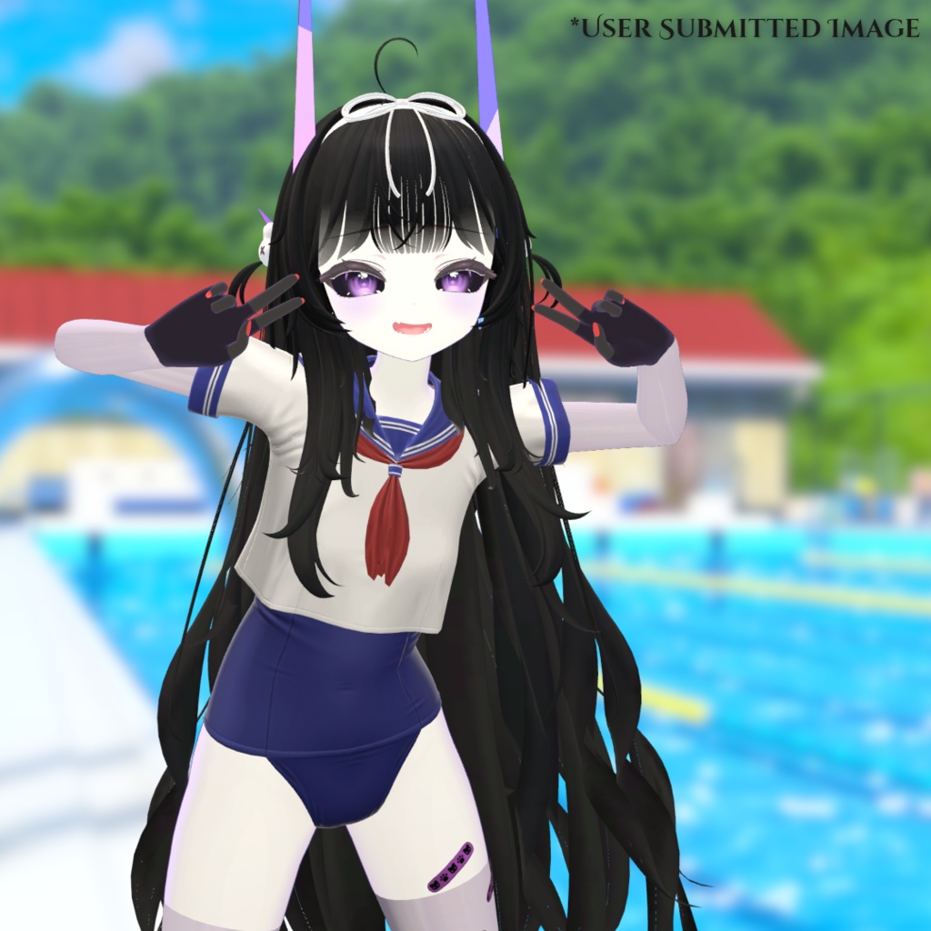 「リリカ」3Dモデル用のスクール水着セット。Sukumizu Set for Ririka 【VRChat衣装】