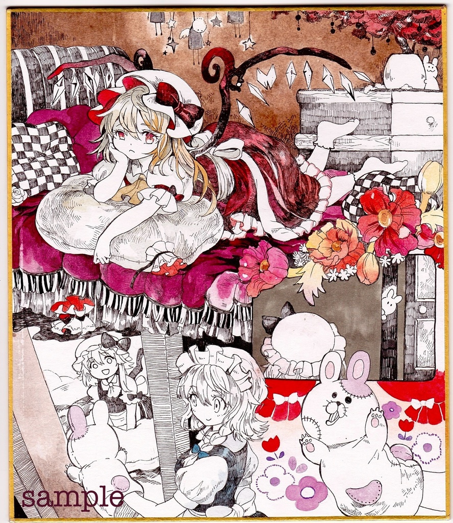 手描きイラスト　東方project フランドール　色紙