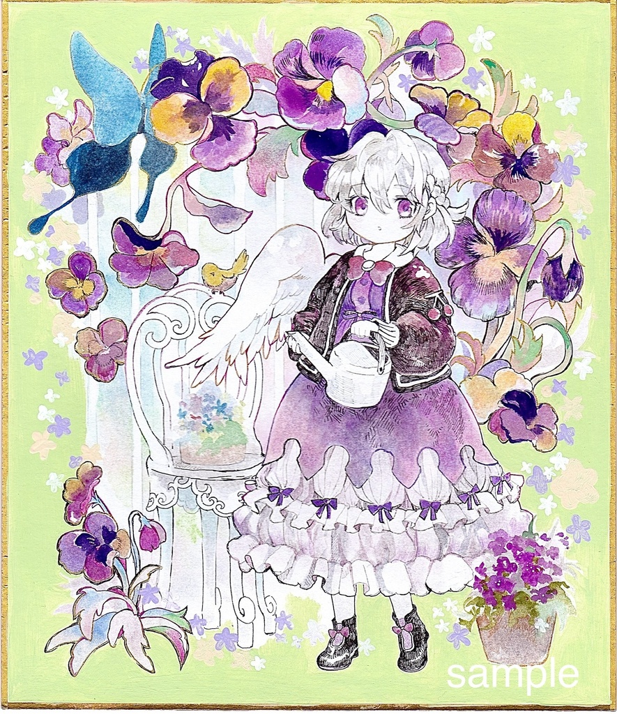 東方project 手描きイラスト　色紙　「稀神サグメ」