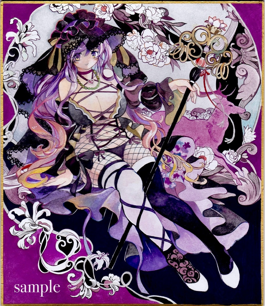 東方project 手描きイラスト　　「聖白蓮」色紙
