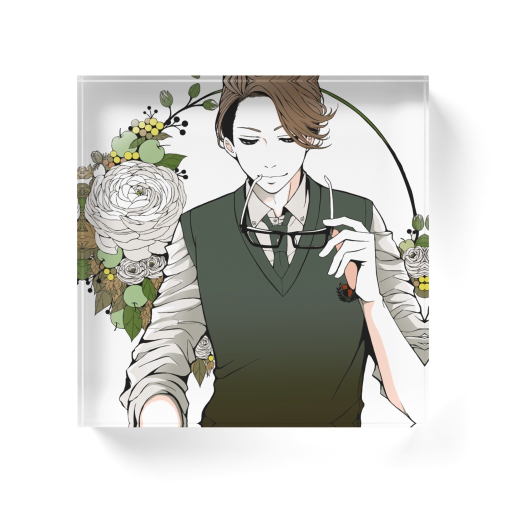 ラナンキュラスと青りんご