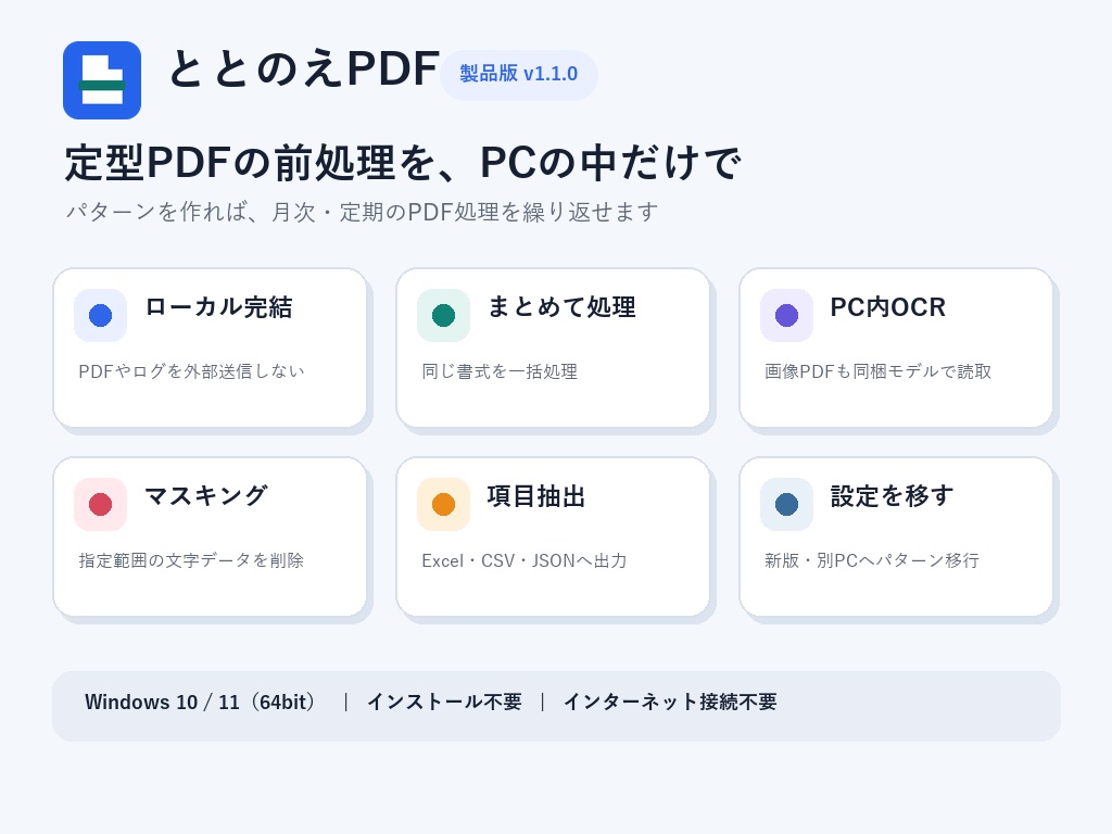 ととのえPDF|PDFマスキング・抽出・OCRツール