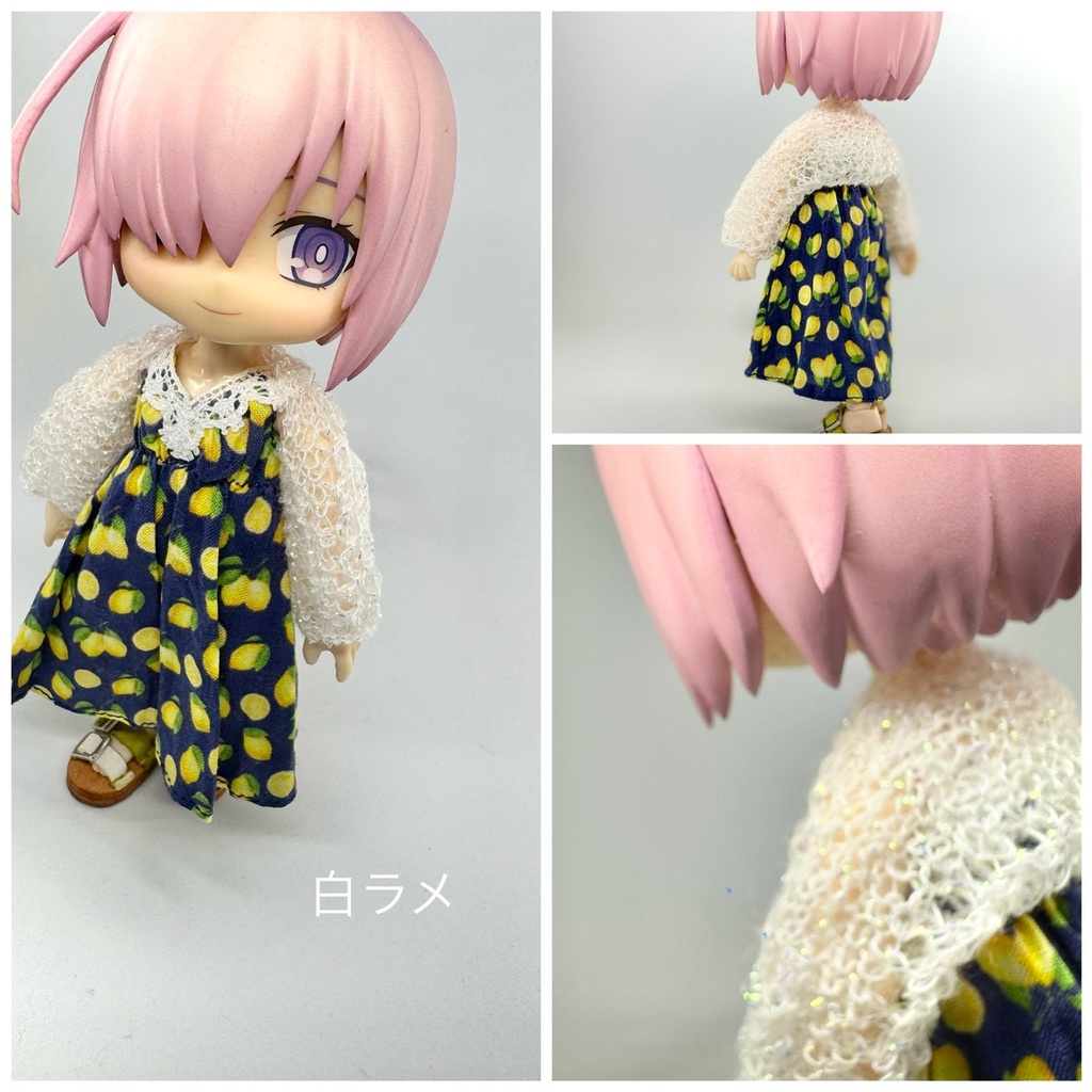 ネット編みのボレロ 白・赤・白ラメ ※レースチューブトップ付