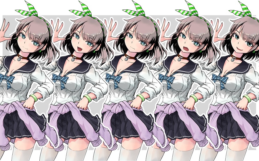 【無料・表情5種】立ち絵素材06 女子学生 セーラー服 制服 ギャル