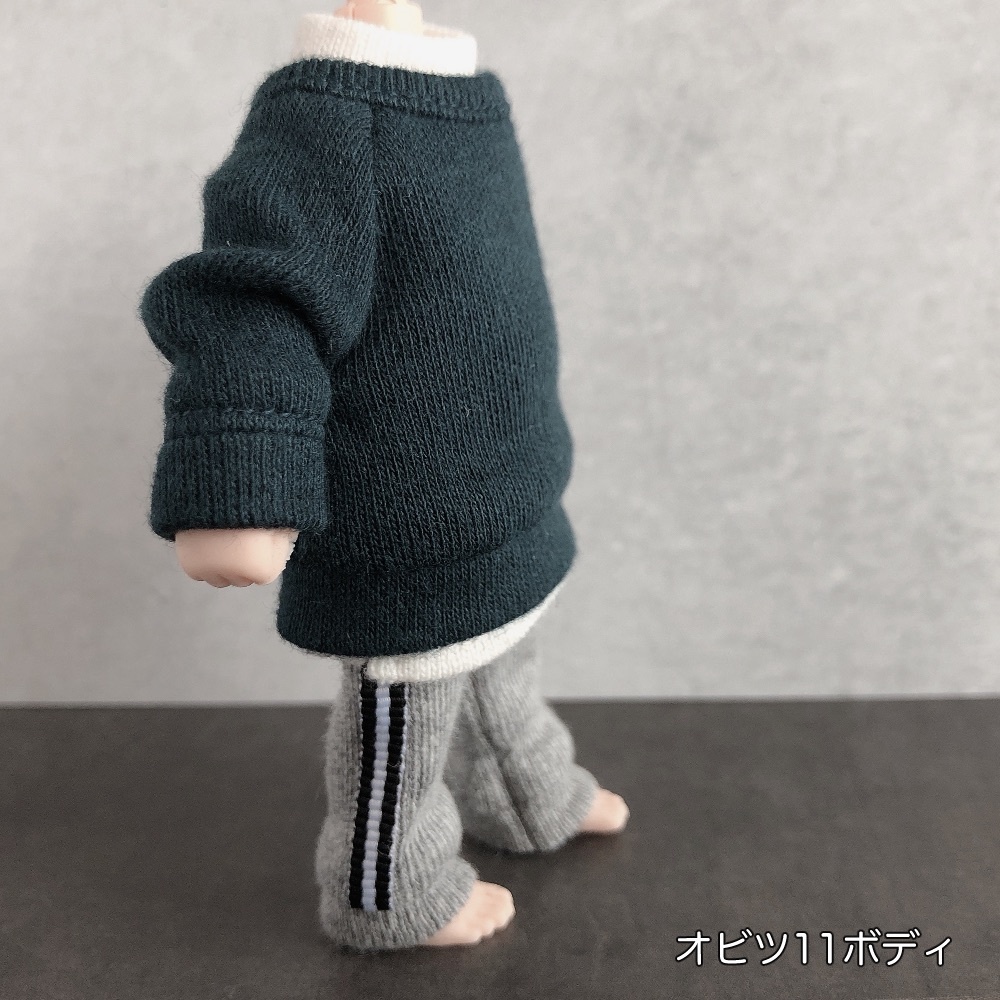 オビツ11 ねんどろいど ドール服 フレンチスリーブ ニット グレー