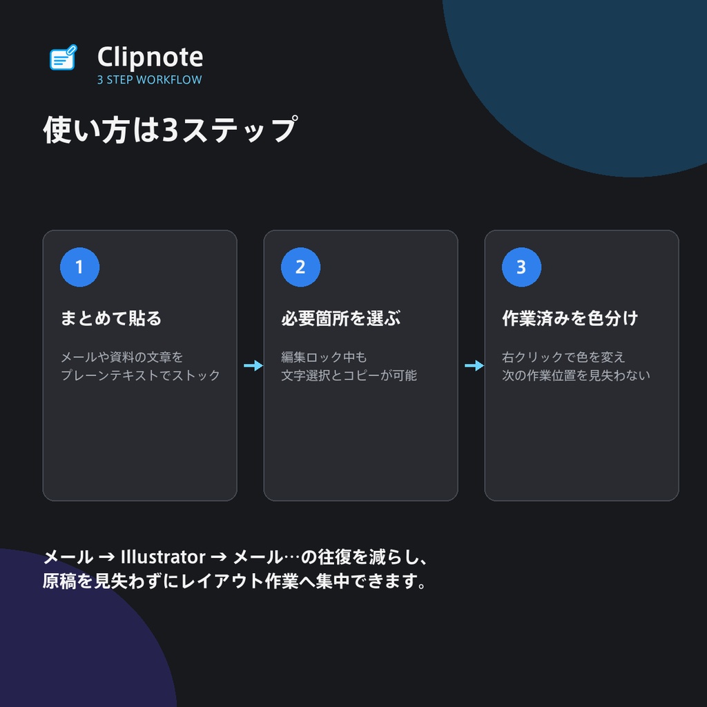 【Illustrator用エクステンション】コピペ原稿をストック&管理「Clipnote」