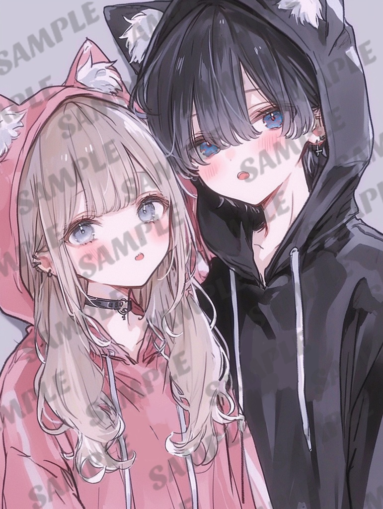 猫耳ペア画🩷🎼🐈‍⬛