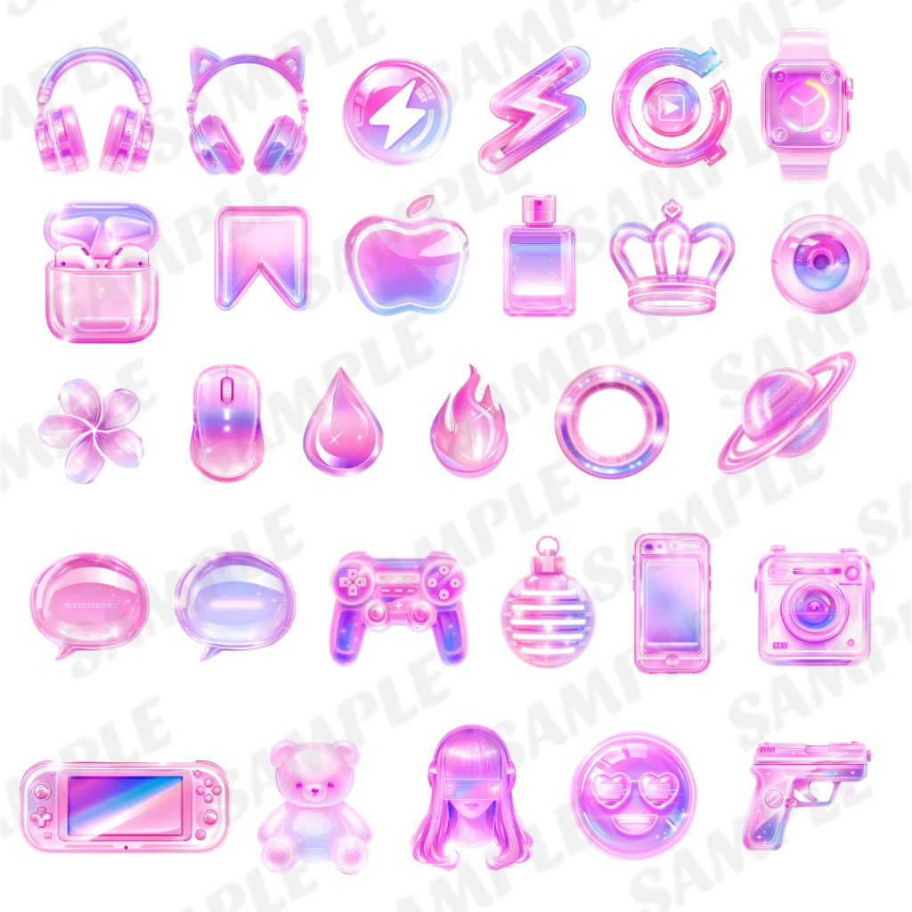 💟SNS・配信者向け!ネオン絵文字セット🦄透過PNG【商用利用OK】