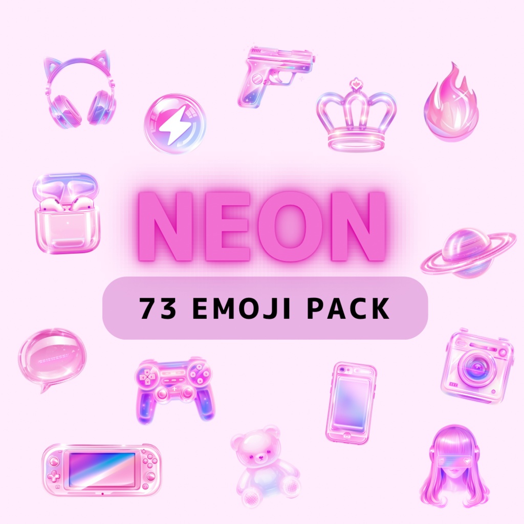 💟SNS・配信者向け！ネオン絵文字セット🦄透過PNG【商用利用OK】