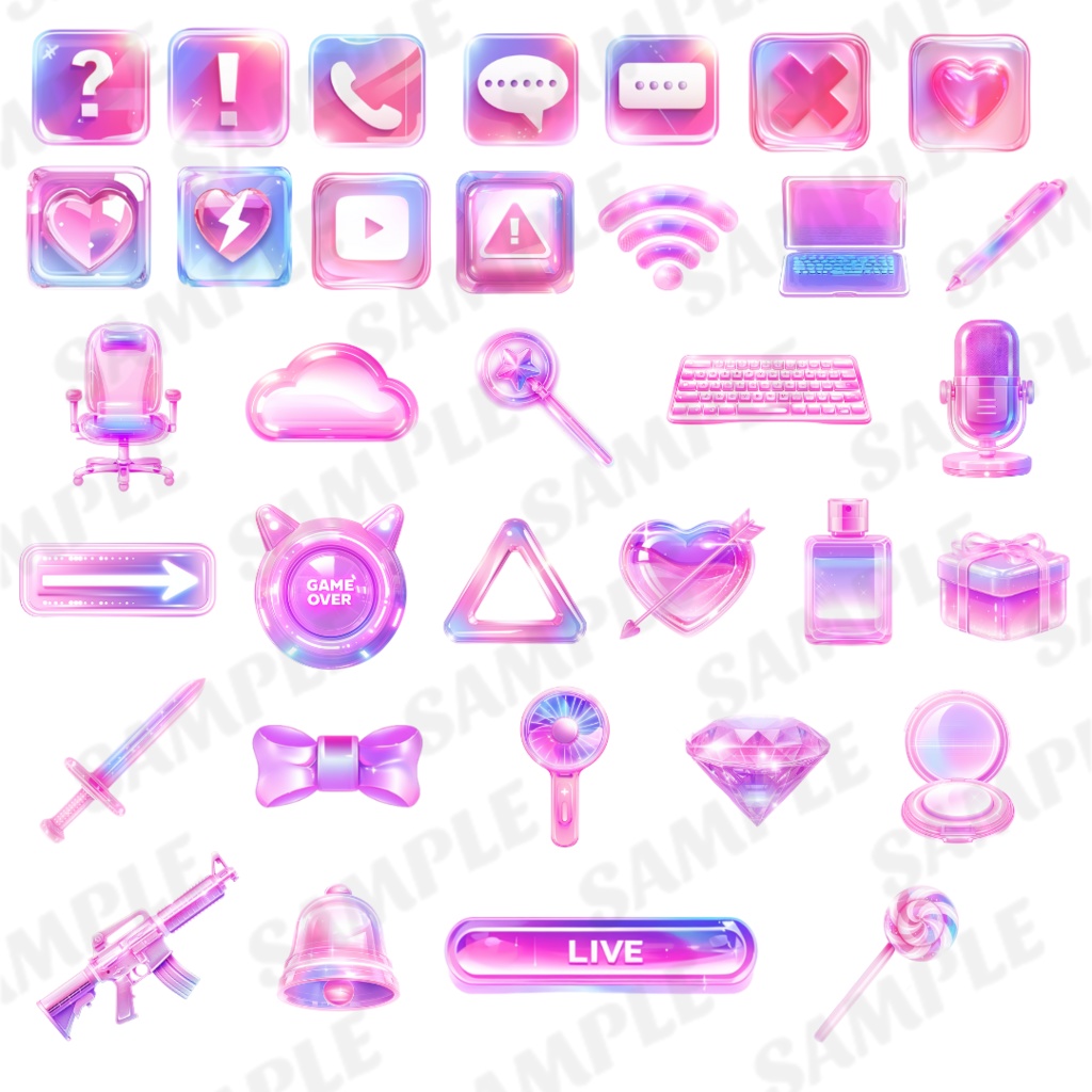 💟SNS・配信者向け!ネオン絵文字セット🦄透過PNG【商用利用OK】