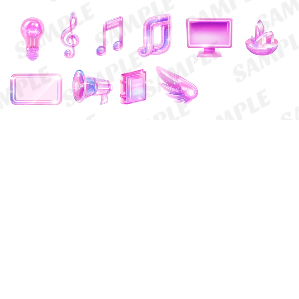 💟SNS・配信者向け!ネオン絵文字セット🦄透過PNG【商用利用OK】