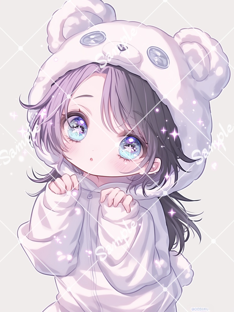 🪄4枚セット🪄女の子/白熊の着ぐるみ/イラスト【SNS用のアイコンにおすすめ】