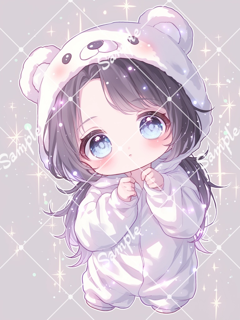 🪄4枚セット🪄女の子/白熊の着ぐるみ/イラスト【SNS用のアイコンにおすすめ】