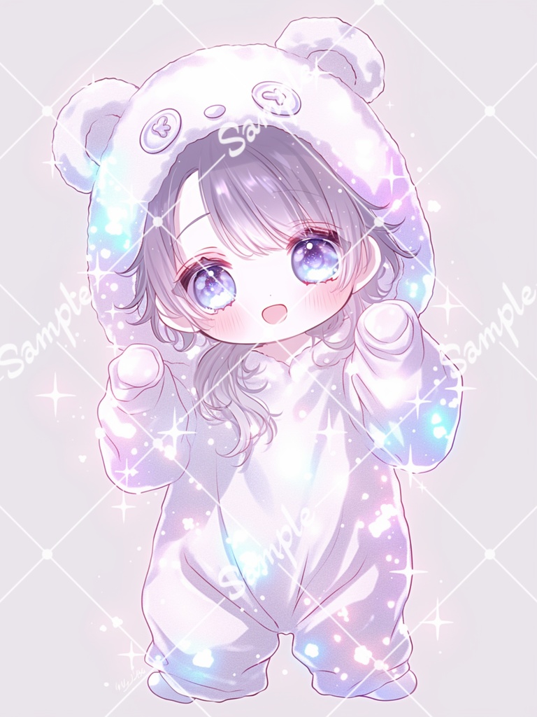 🪄4枚セット🪄女の子/白熊の着ぐるみ/イラスト【SNS用のアイコンにおすすめ】