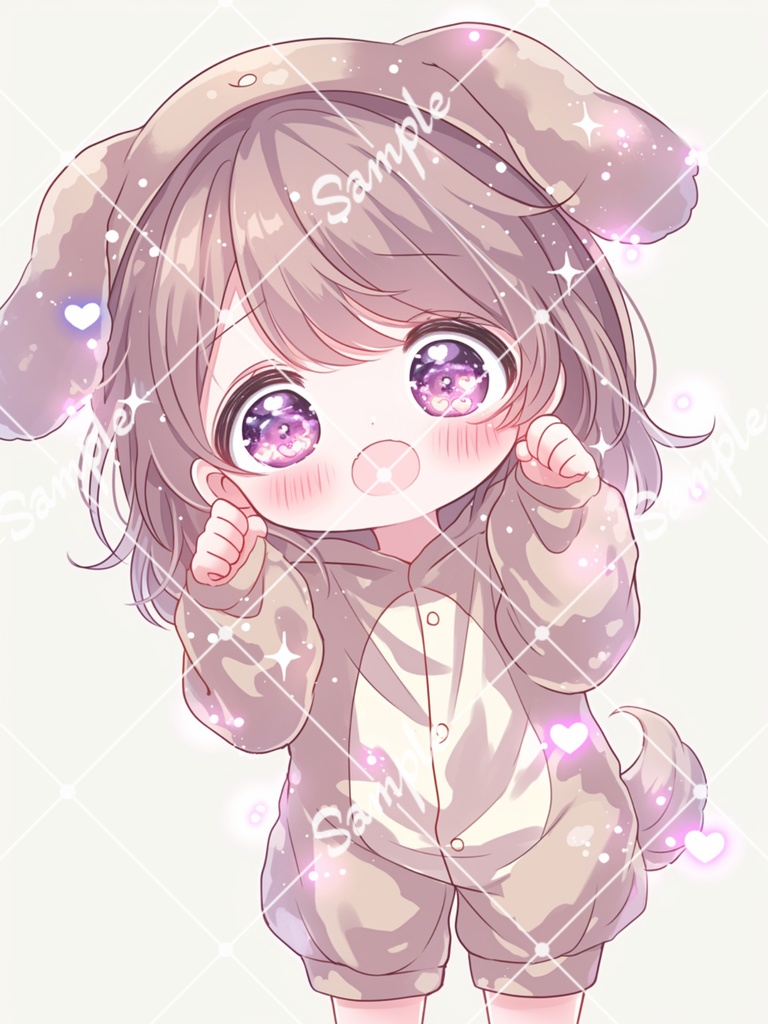 🪄4枚セット🪄女の子/犬の着ぐるみ/イラスト【SNS用のアイコンにおすすめ✨】
