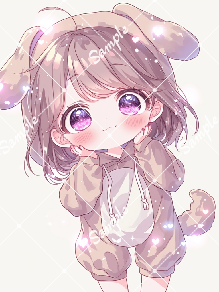 🪄4枚セット🪄女の子/犬の着ぐるみ/イラスト【SNS用のアイコンにおすすめ✨】