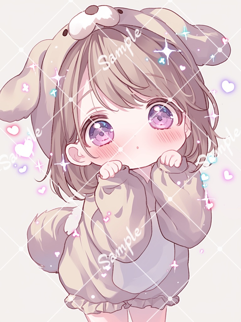 🪄4枚セット🪄女の子/犬の着ぐるみ/イラスト【SNS用のアイコンにおすすめ✨】