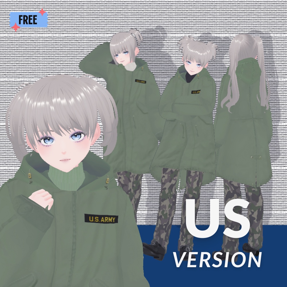 【無料あり/Vroid】M51type フィッシュテールパーカーコーデセット UK ver. / US ver.
