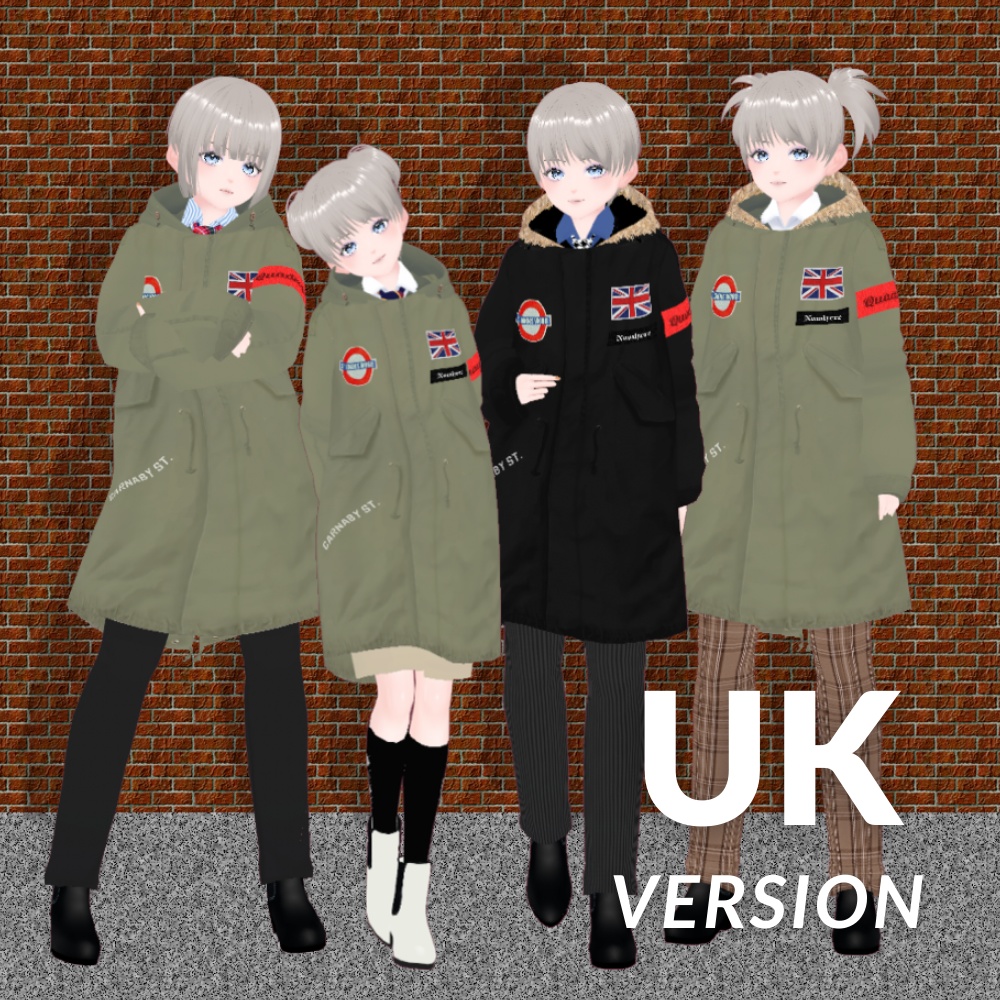 【無料あり/Vroid】M51type フィッシュテールパーカーコーデセット UK ver. / US ver.