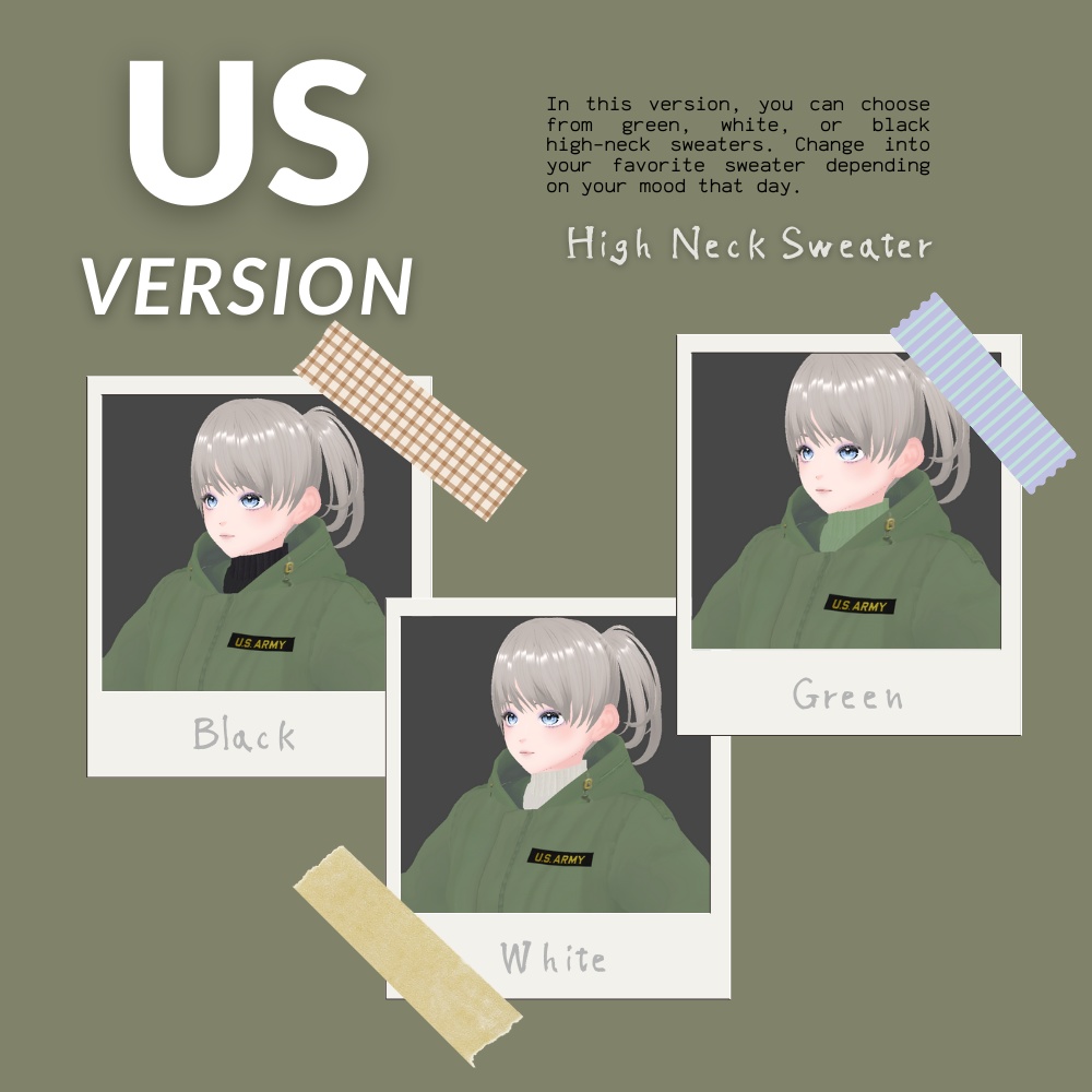 【無料あり/Vroid】M51type フィッシュテールパーカーコーデセット UK ver. / US ver.