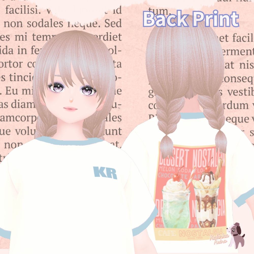 【Vroid/無料あり】ヴィンテージっぽいTシャツ コーデセット