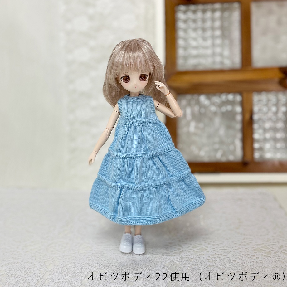 【予約商品】Sleeveless tiered dress 【Blue】